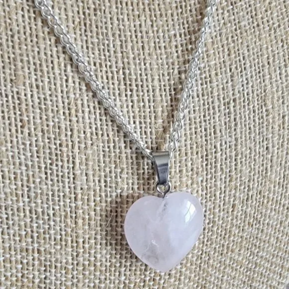 Rose Quartz Heart Shaped Necklace - Picture 2 of 4